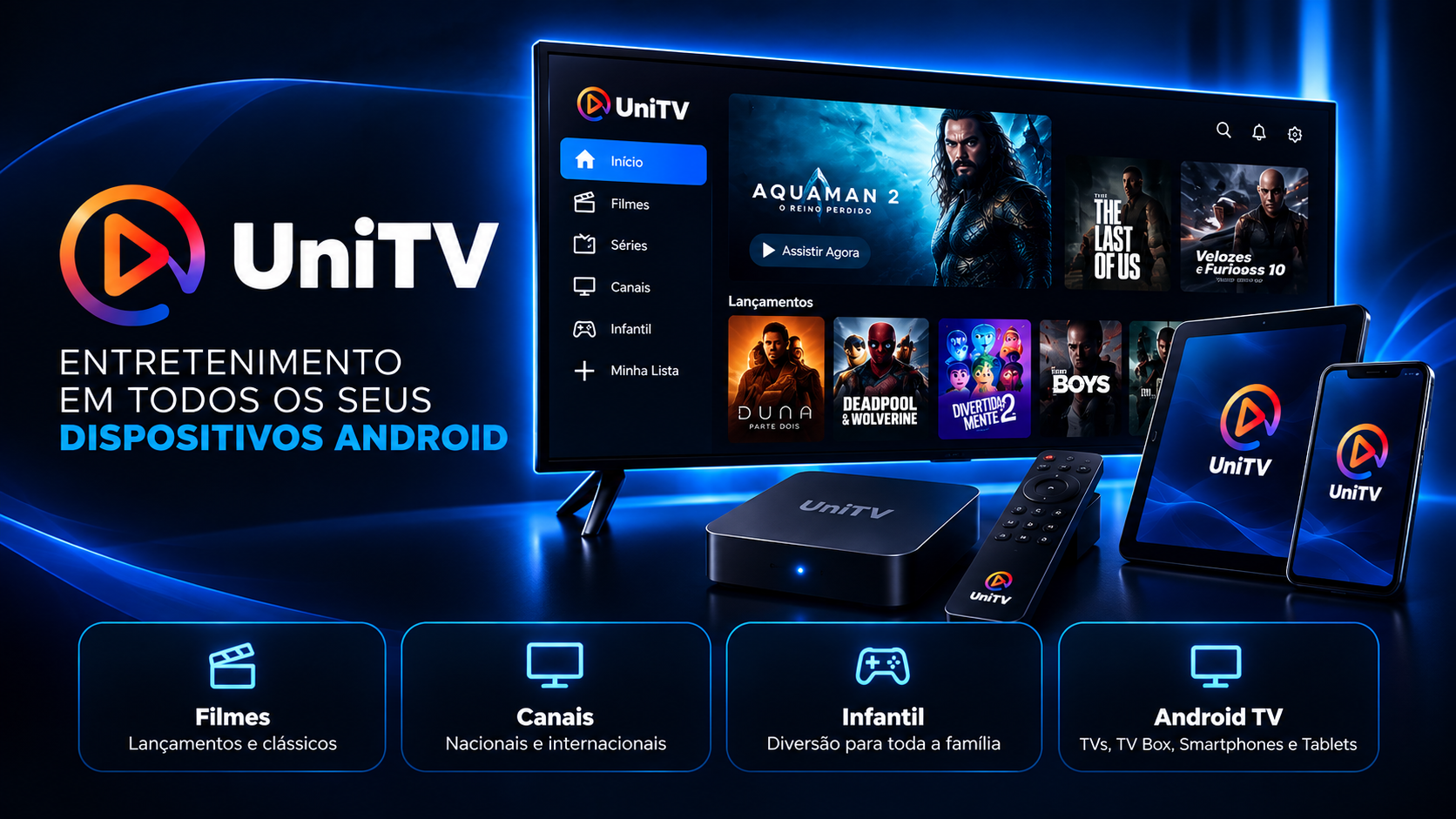 Entretenimento em dispositivos Android compatíveis